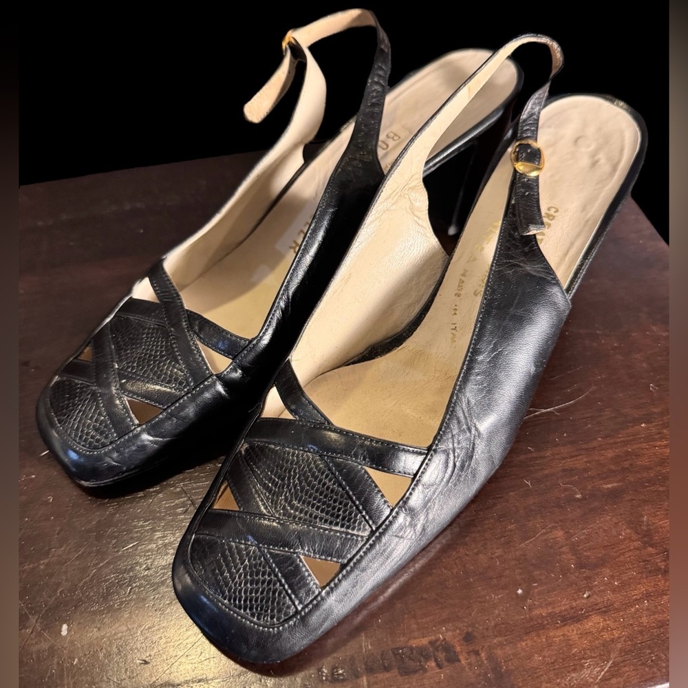 Vintage RARE 1950s Bonwit Teller Leather Low Heel Shoes size 38